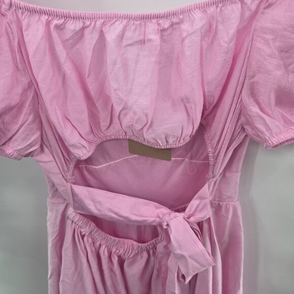 Blu Pepper Pink Feminine Open Back Tie Fairy Puff Sleeve Large - Picture 3 of 15